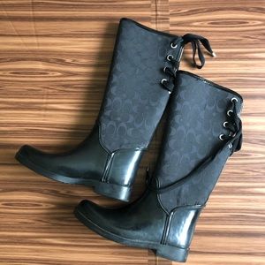 Black Coach Rain Boots